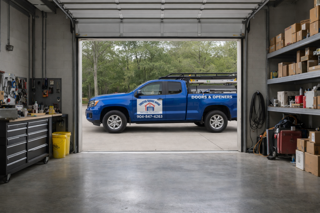 Trusted Garage Doors service truck in Jacksonville serving Arlington and San Marco