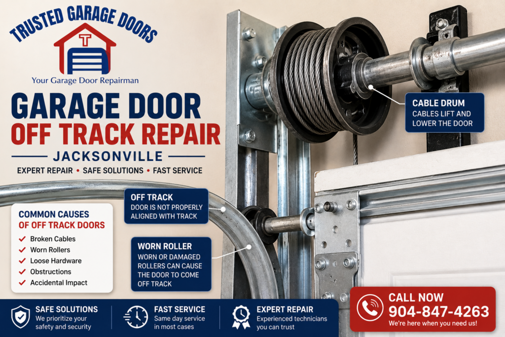 Residential garage door cable replacement in Jacksonville FL