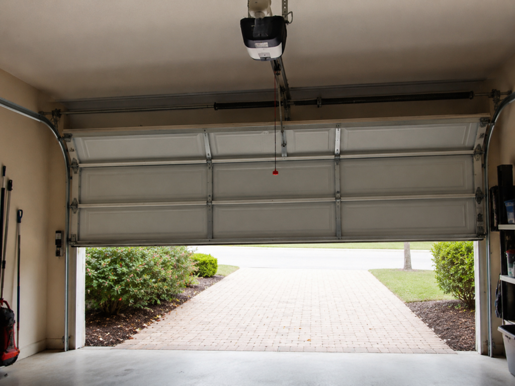 Garage door stuck halfway open in Jacksonville FL due to broken cable